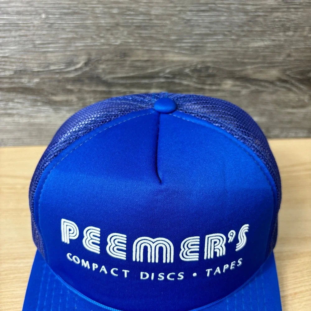 Vintage Peemers Hat Cap Snapback Blue‎ Foam Trucker Compact Discs Tapes